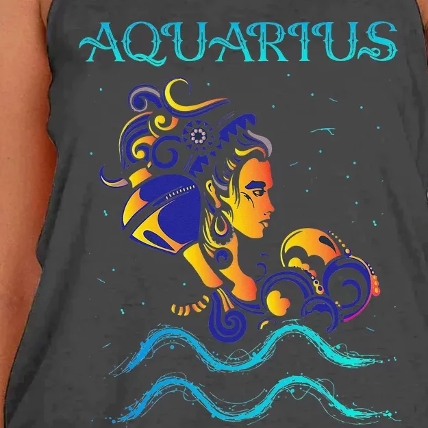 Water Bearer Zodiac Sign Symbol Horoscope Aquarius Women's Knotted Racerback Tank