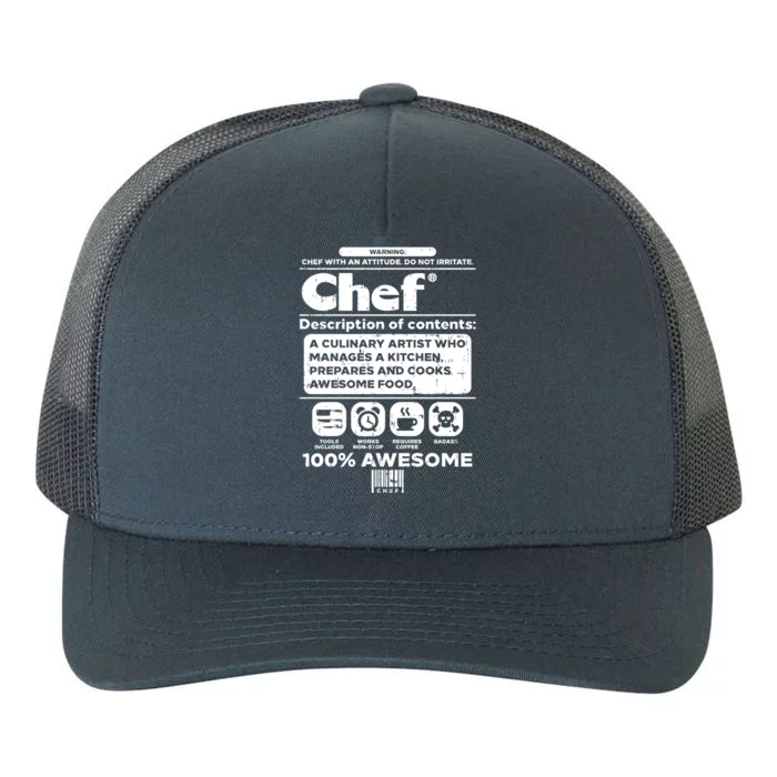 Warning Chef 100% Awesome Culinary Artist Gift Yupoong Adult 5-Panel Trucker Hat