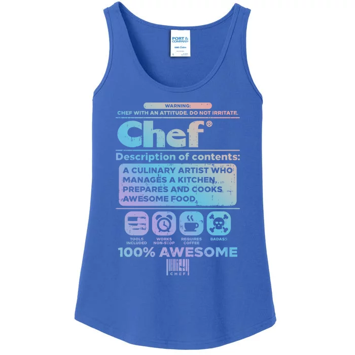 Warning Chef 100% Awesome Culinary Artist Gift Meaningful Gift Ladies Essential Tank