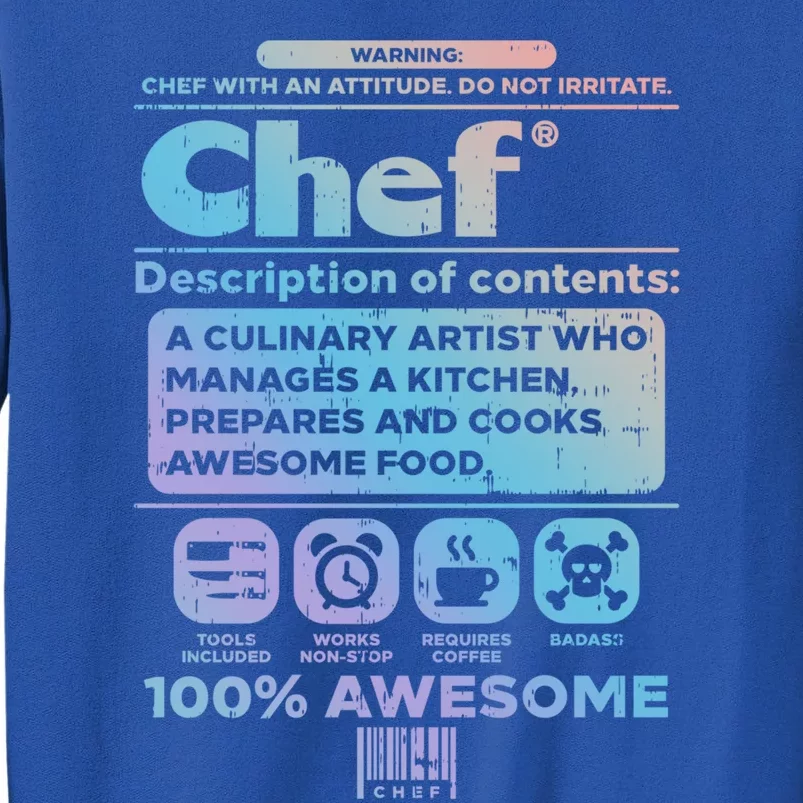 Warning Chef 100% Awesome Culinary Artist Gift Meaningful Gift Tall Sweatshirt