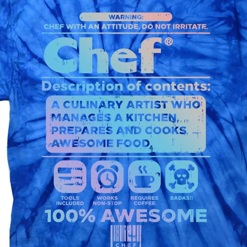 Warning Chef 100% Awesome Culinary Artist Gift Meaningful Gift Tie-Dye T-Shirt