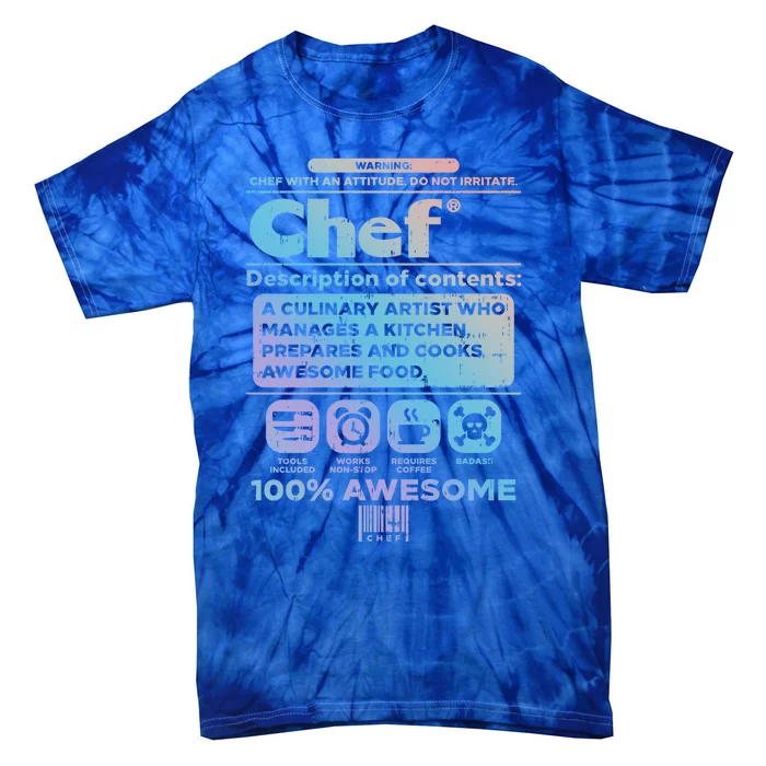 Warning Chef 100% Awesome Culinary Artist Gift Meaningful Gift Tie-Dye T-Shirt