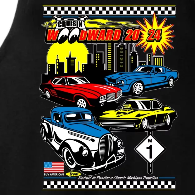 Woodward Cruise 2024 Classic Cars Cruising Downtown Skyline Ladies Tri-Blend Wicking Tank