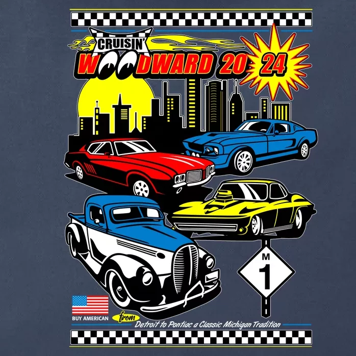 Woodward Cruise 2024 Classic Cars Cruising Downtown Skyline Zip Tote Bag