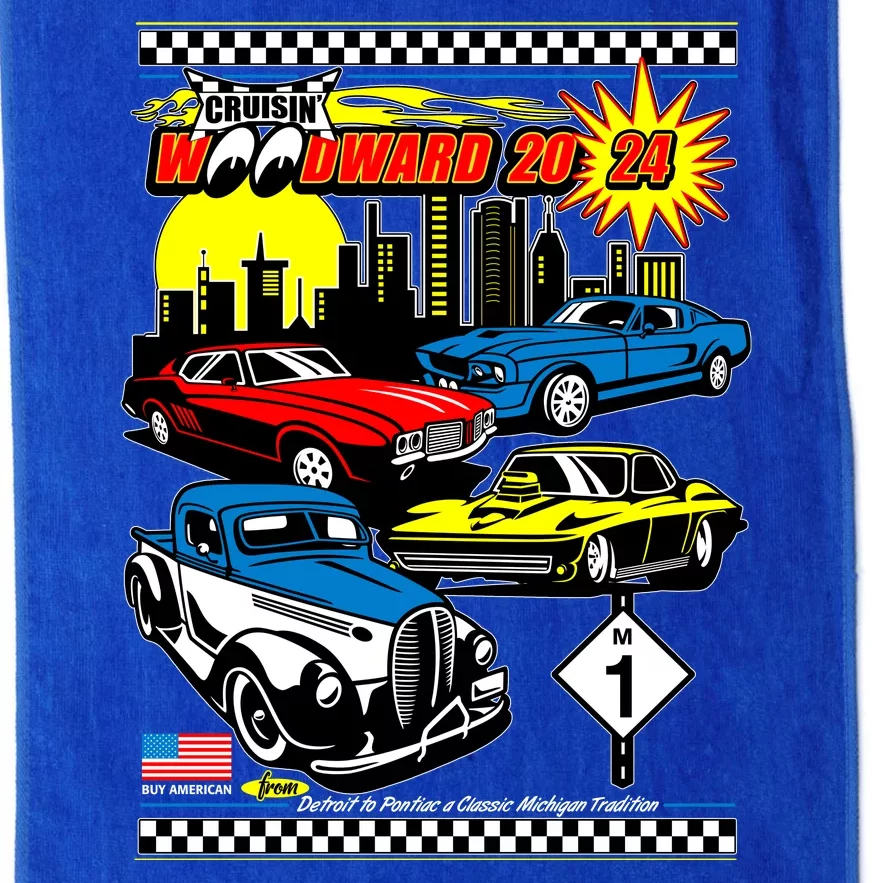 Woodward Cruise 2024 Classic Cars Cruising Downtown Skyline Platinum Collection Golf Towel