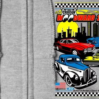 Woodward Cruise 2024 Classic Cars Cruising Downtown Skyline Full Zip Hoodie