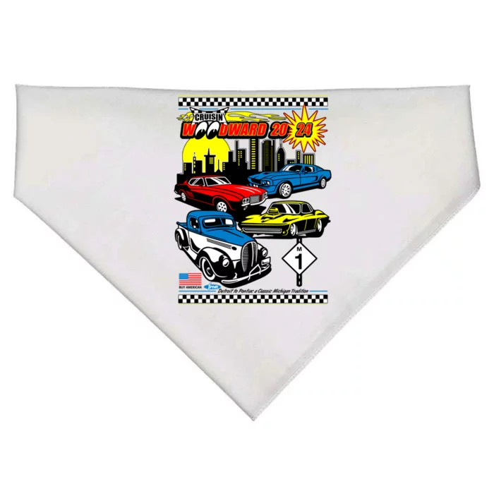 Woodward Cruise 2024 Classic Cars Cruising Downtown Skyline USA-Made Doggie Bandana