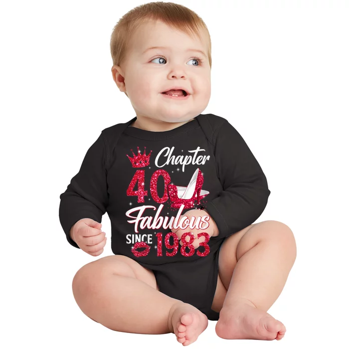 Wo Chapter 40 Fabulous Since 1983 40th Birthday Queen Diamond Baby Long Sleeve Bodysuit