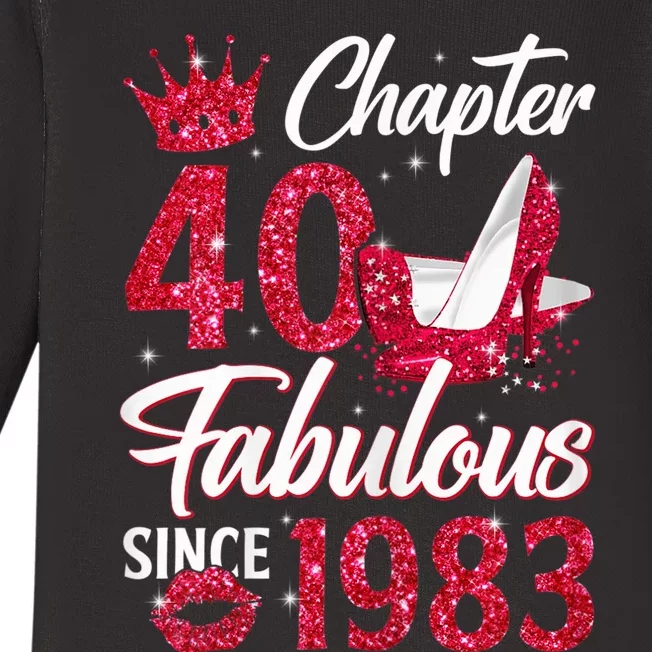 Wo Chapter 40 Fabulous Since 1983 40th Birthday Queen Diamond Baby Long Sleeve Bodysuit