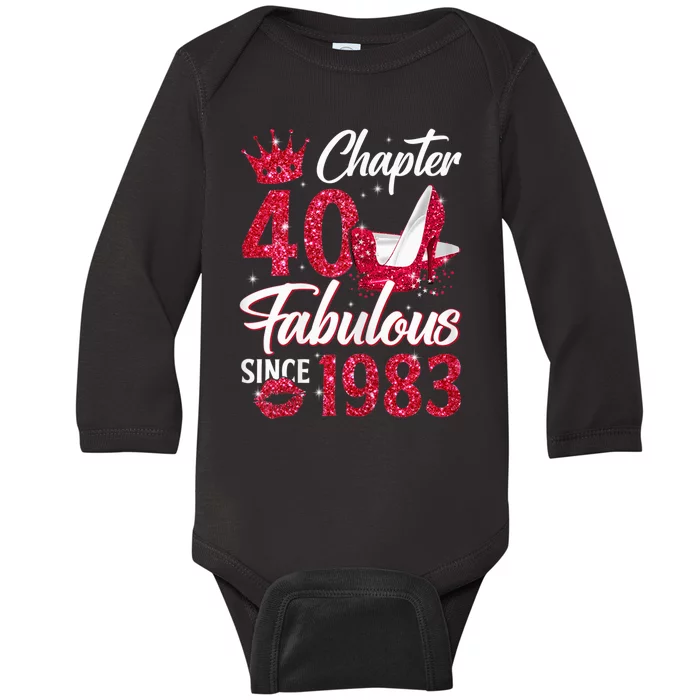 Wo Chapter 40 Fabulous Since 1983 40th Birthday Queen Diamond Baby Long Sleeve Bodysuit