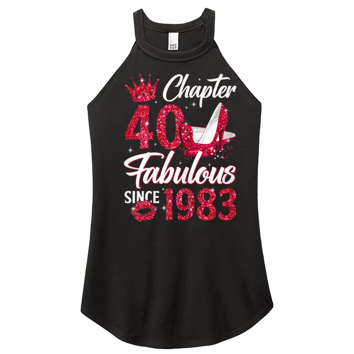 Wo Chapter 40 Fabulous Since 1983 40th Birthday Queen Diamond Women’s Perfect Tri Rocker Tank