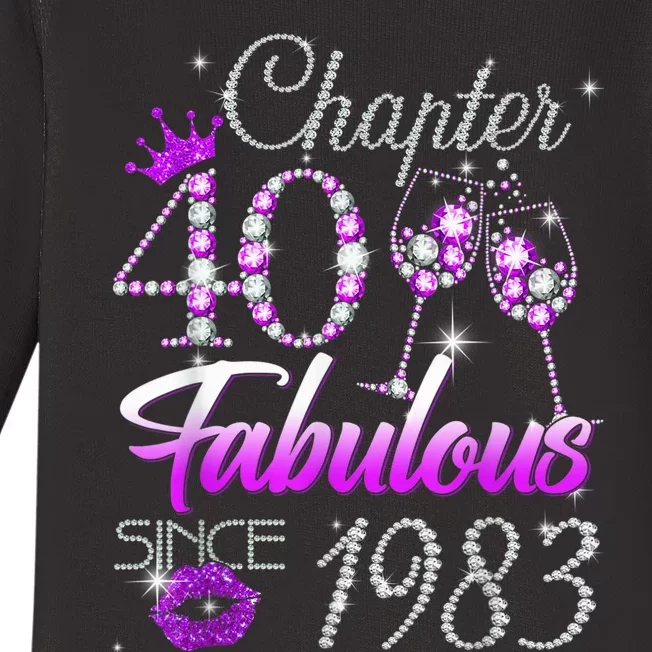 Wo Chapter 40 Fabulous Since 1983 40th Birthday Queen Baby Long Sleeve Bodysuit