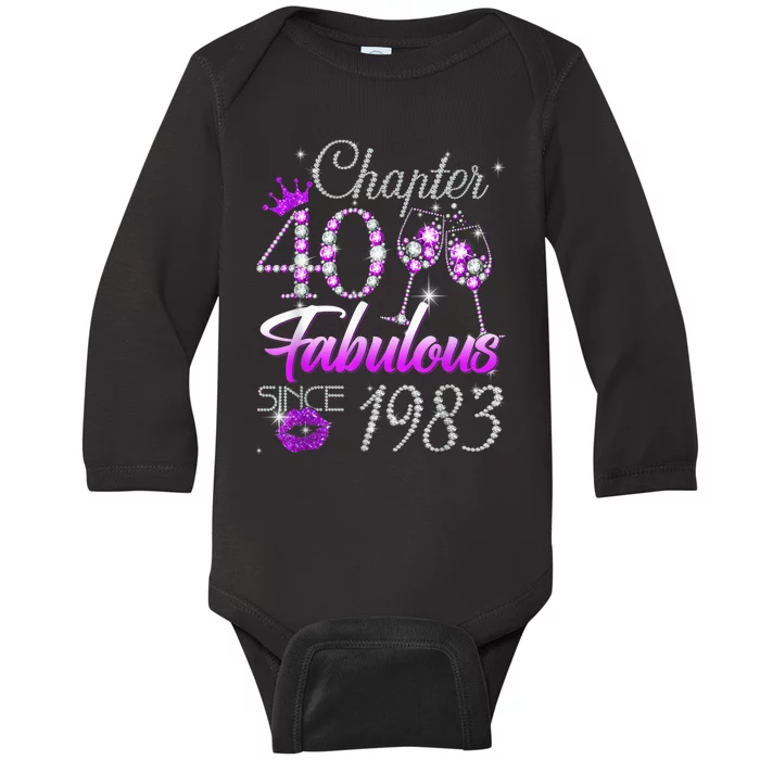 Wo Chapter 40 Fabulous Since 1983 40th Birthday Queen Baby Long Sleeve Bodysuit