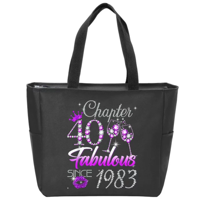 Wo Chapter 40 Fabulous Since 1983 40th Birthday Queen Zip Tote Bag