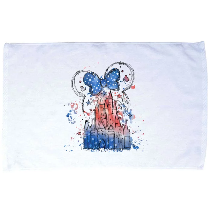 Watercolor Castle 4th Of July Independence Day Magic Magical Microfiber Hand Towel