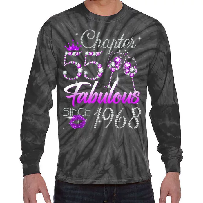 Wo Chapter 55 Fabulous Since 1968 55th Birthday Queen Tie-Dye Long Sleeve Shirt