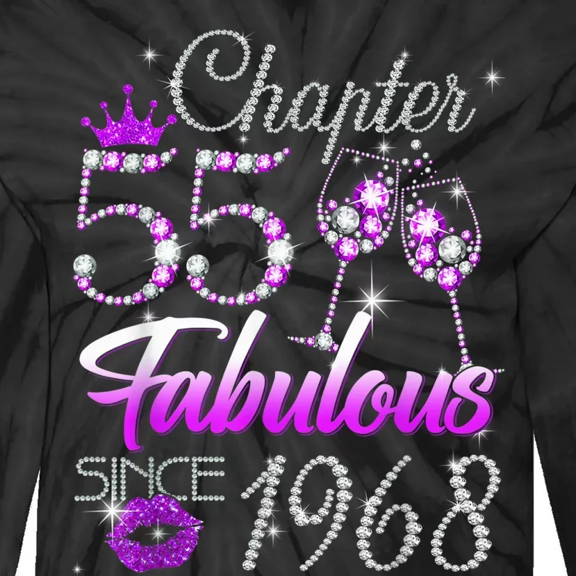 Wo Chapter 55 Fabulous Since 1968 55th Birthday Queen Tie-Dye Long Sleeve Shirt