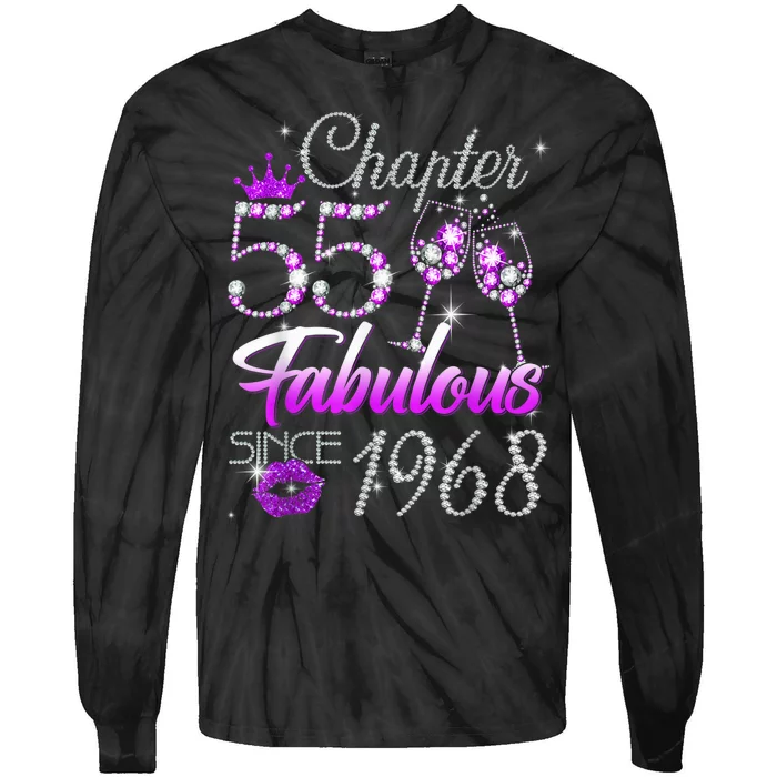 Wo Chapter 55 Fabulous Since 1968 55th Birthday Queen Tie-Dye Long Sleeve Shirt