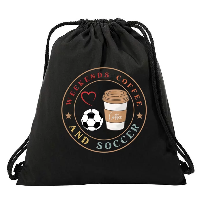 Weekends Coffee And Soccer Retro Drawstring Bag