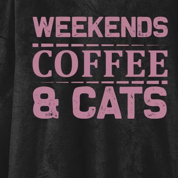 Weekends Coffee And Cats Hooded Wearable Blanket