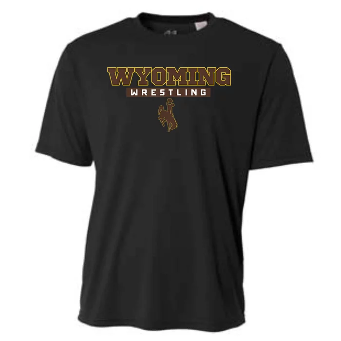 Wyoming Cowboys Apparel Wrestling Bold Box Cooling Performance Crew T-Shirt