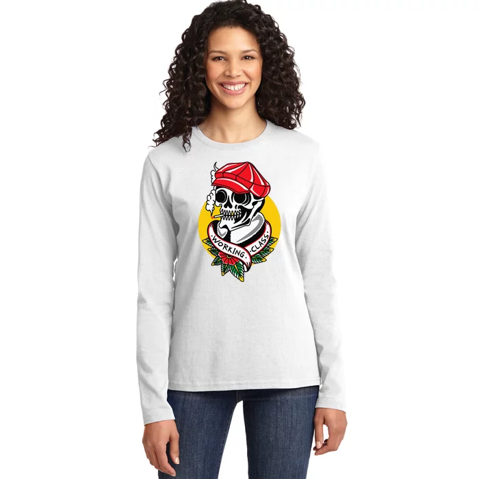 Working Class American Traditional Tattoo Old School Flash Ladies Long Sleeve Shirt