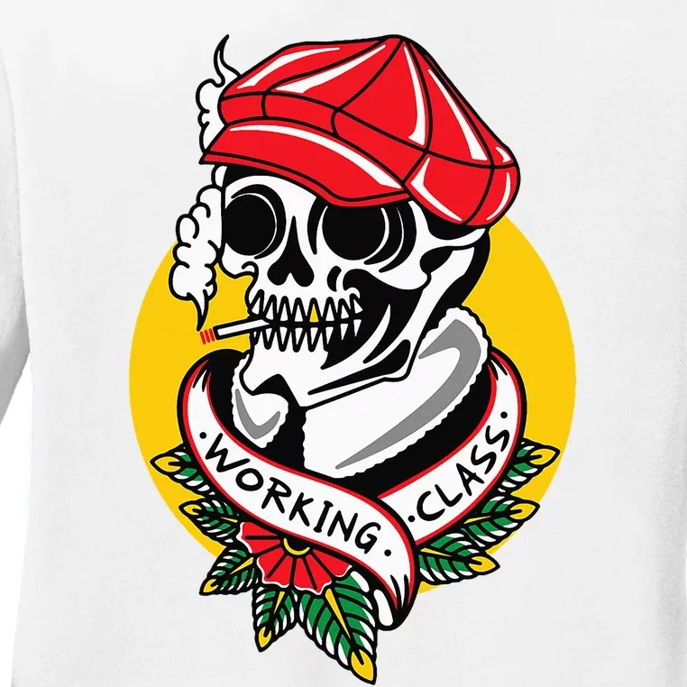 Working Class American Traditional Tattoo Old School Flash Ladies Long Sleeve Shirt