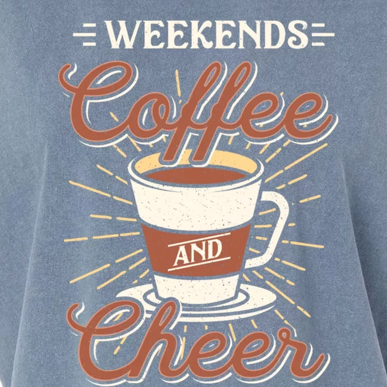 Weekends Coffee And Cheer Mom Cheerleading Parent Gift Cute Gift Garment-Dyed Women's Muscle Tee