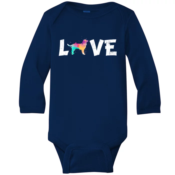 Watercolor Colorful American Water Spaniel Dog Love Funny Gift Baby Long Sleeve Bodysuit