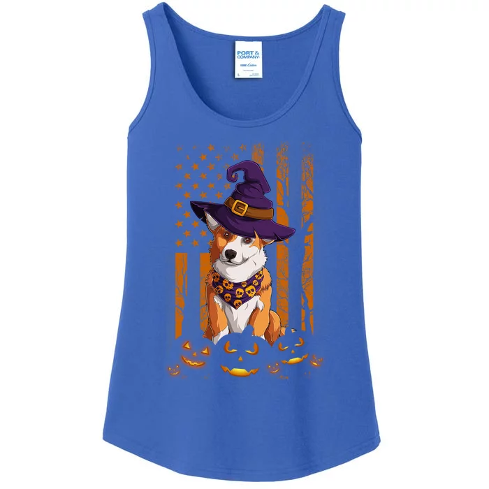 Welsh Corgi American Usa Flag Funny Halloween Dog Lover Gift Ladies Essential Tank