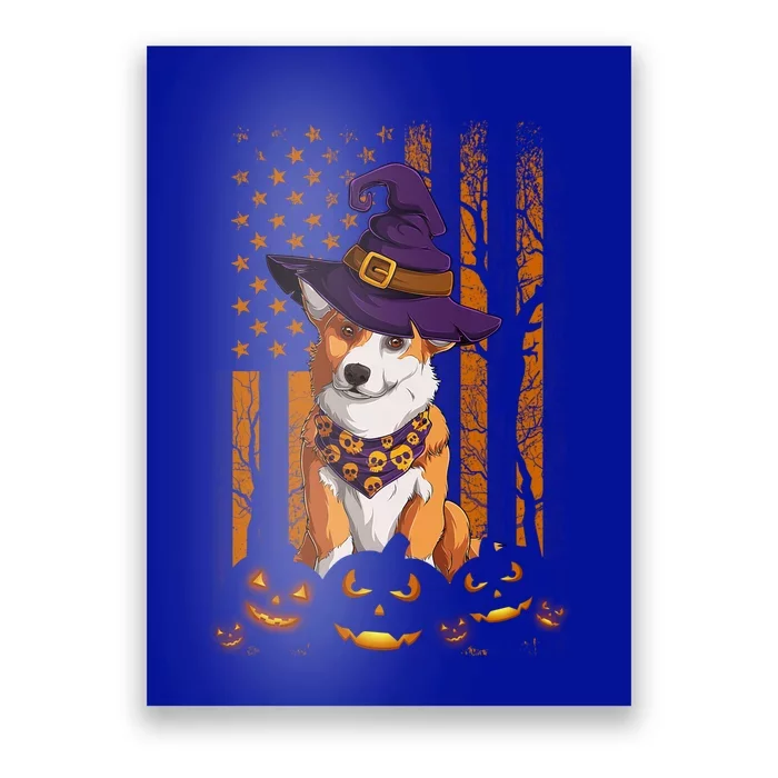 Welsh Corgi American Usa Flag Funny Halloween Dog Lover Gift Poster