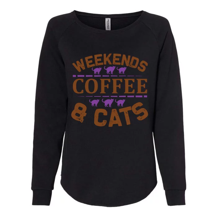 Weekends Coffee And Cats Womens California Wash Sweatshirt