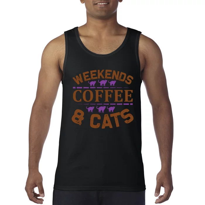 Weekends Coffee And Cats Tank Top