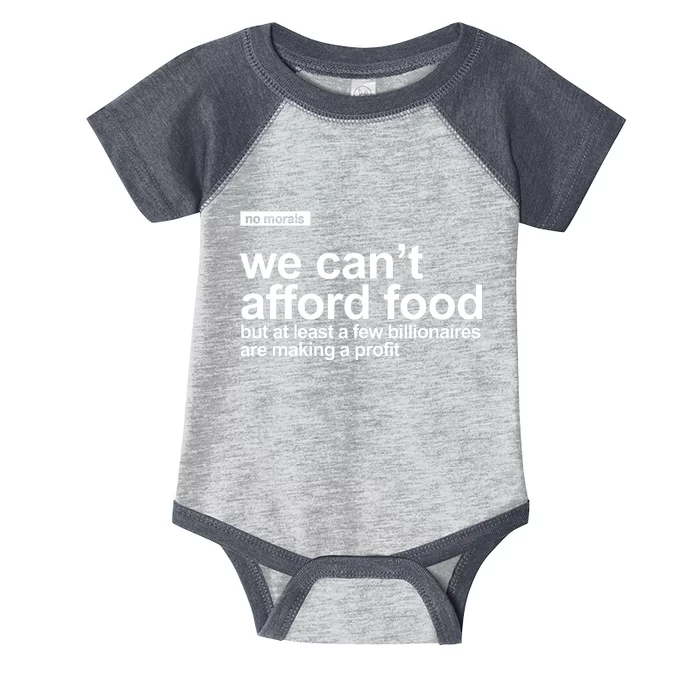 We Cant Afford Food Political Statement Infant Baby Jersey Bodysuit