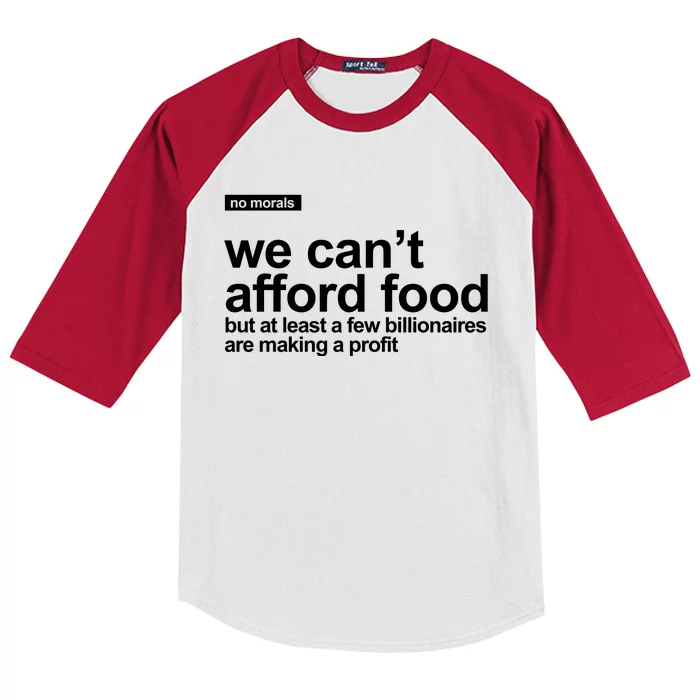 We Cant Afford Food Political Statement Kids Colorblock Raglan Jersey