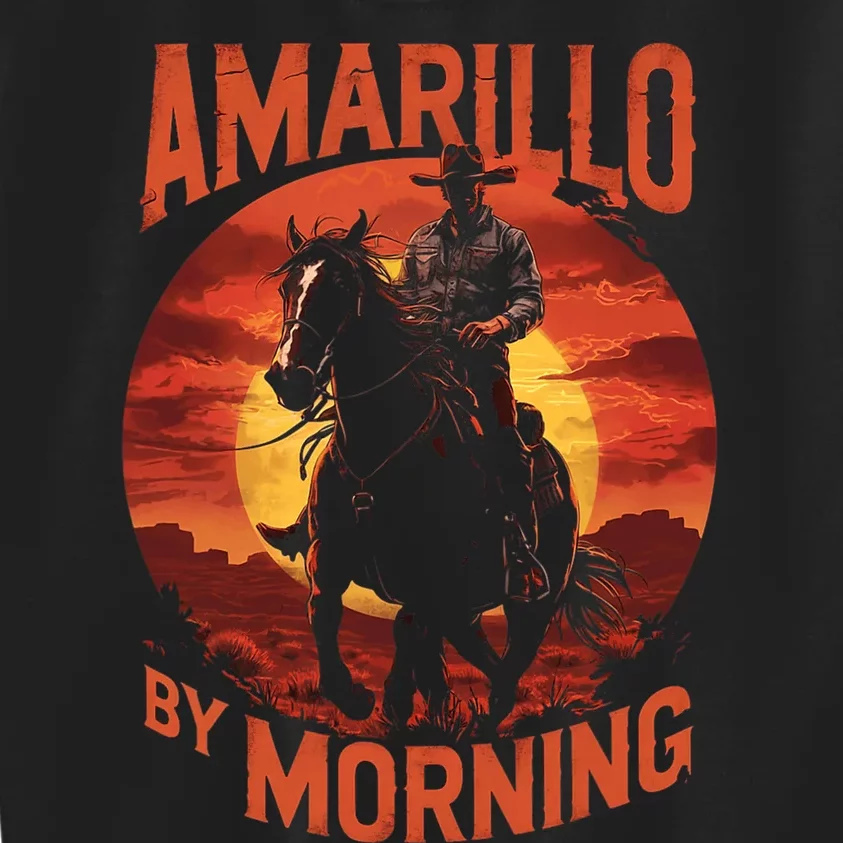 Western Cowboy Amarillo By Morning Country Music Rancher Kids Sweatshirt