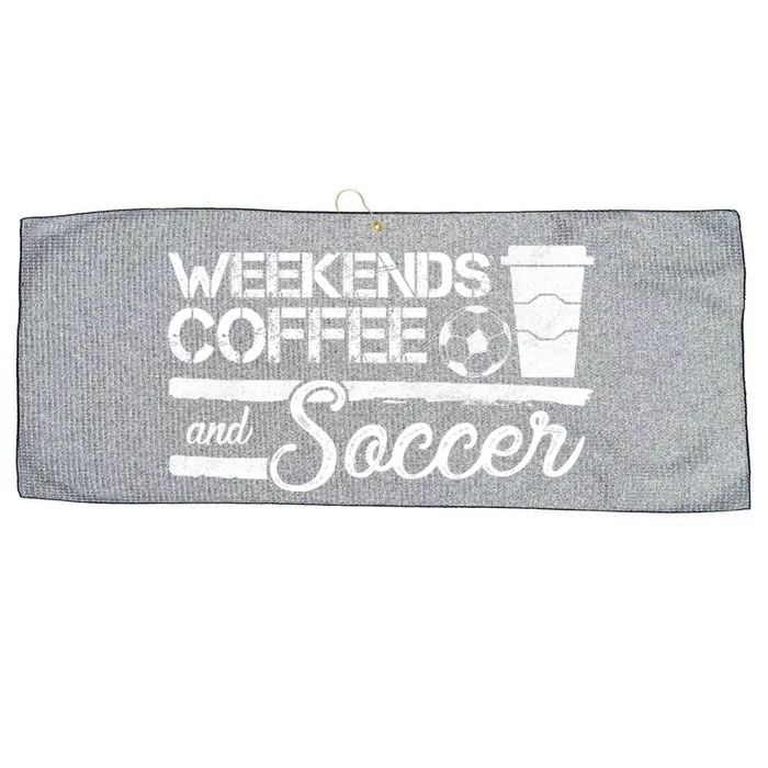 Weekends Coffee And Soccer Large Microfiber Waffle Golf Towel