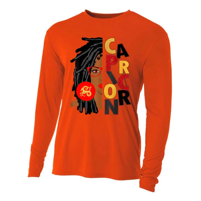 Wo Capricorn Afro Locs Zodiac Signs Birthday Gift Cooling Performance Long Sleeve Crew