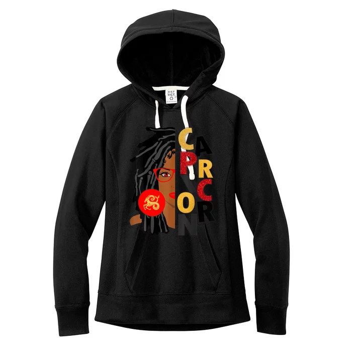 Wo Capricorn Afro Locs Zodiac Signs Birthday Gift Women's Fleece Hoodie