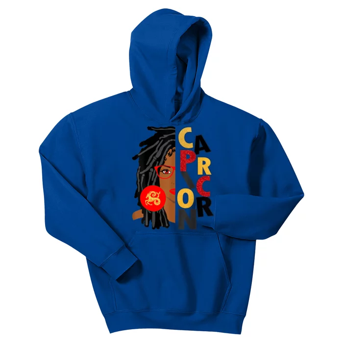 Wo Capricorn Afro Locs Zodiac Signs Birthday Gift Kids Hoodie