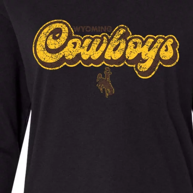 Wyoming Cowboys Apparel Bubble Script Gift Womens Cotton Relaxed Long Sleeve T-Shirt