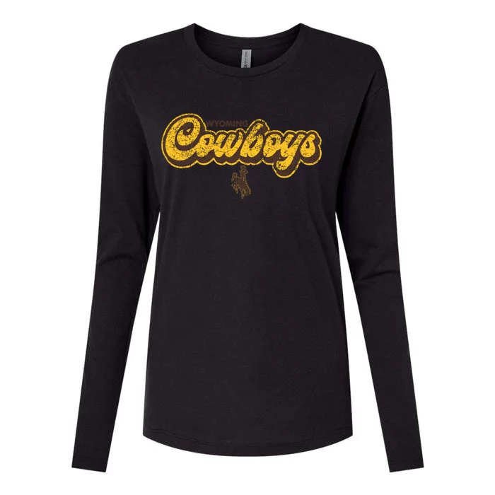 Wyoming Cowboys Apparel Bubble Script Gift Womens Cotton Relaxed Long Sleeve T-Shirt