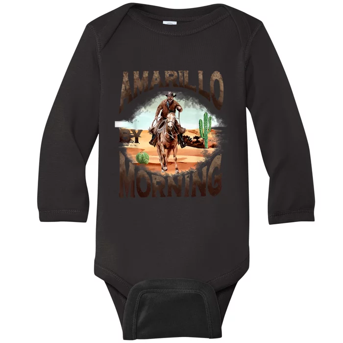 Western Cowboy Amarillo By Morning Country Music Baby Long Sleeve Bodysuit