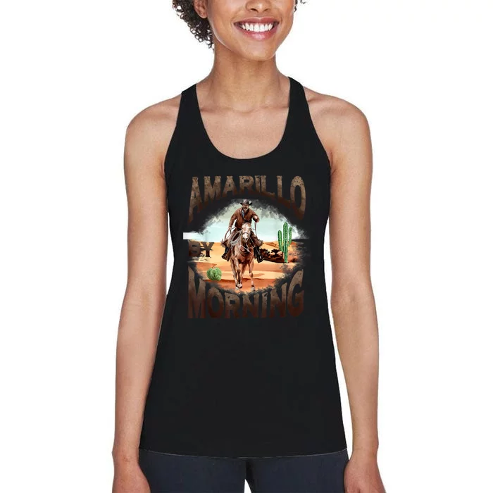 Western Cowboy Amarillo By Morning Country Music Women's Racerback Tank