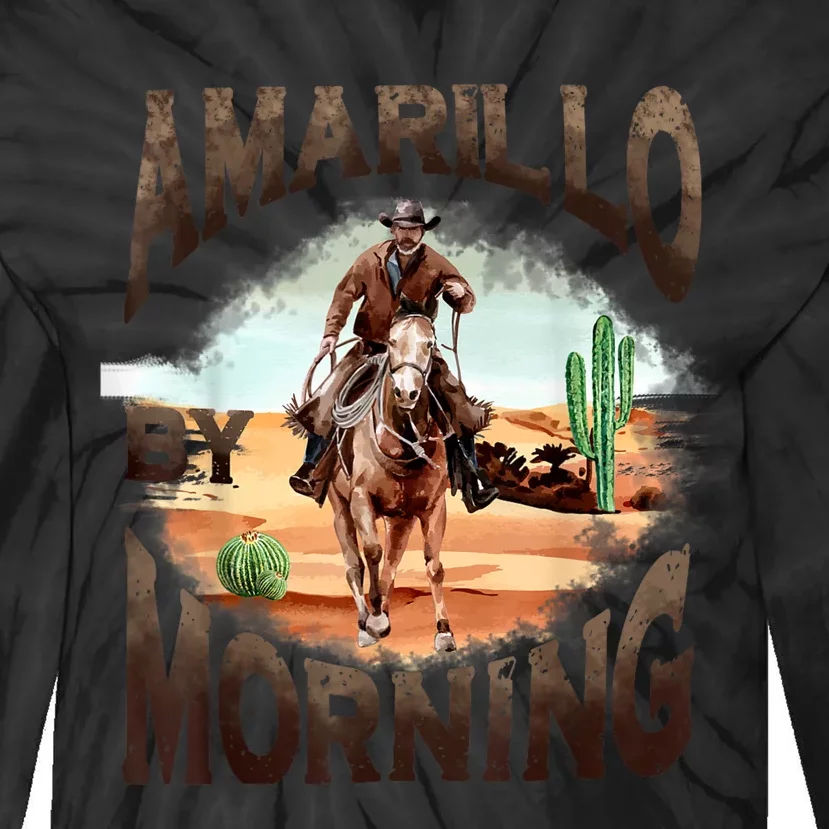 Western Cowboy Amarillo By Morning Country Music Tie-Dye Long Sleeve Shirt