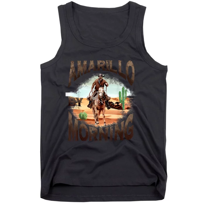 Western Cowboy Amarillo By Morning Country Music Tank Top