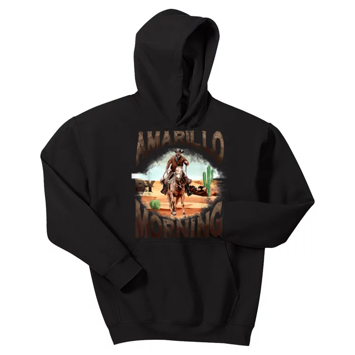 Western Cowboy Amarillo By Morning Country Music Kids Hoodie