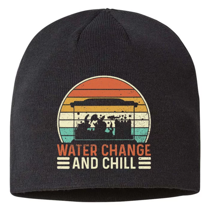 Water Change And Chill Fish Tank Lover Funny Aquarist 8 1/2in Sustainable Knit Beanie