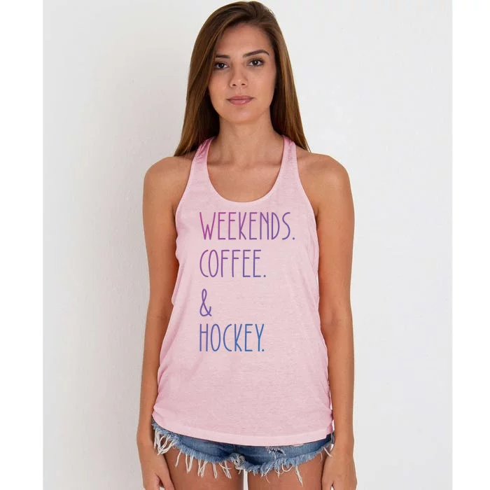 Weekends Coffee And Hockey Saying Hockey Lover Cool Gift Women's Knotted Racerback Tank