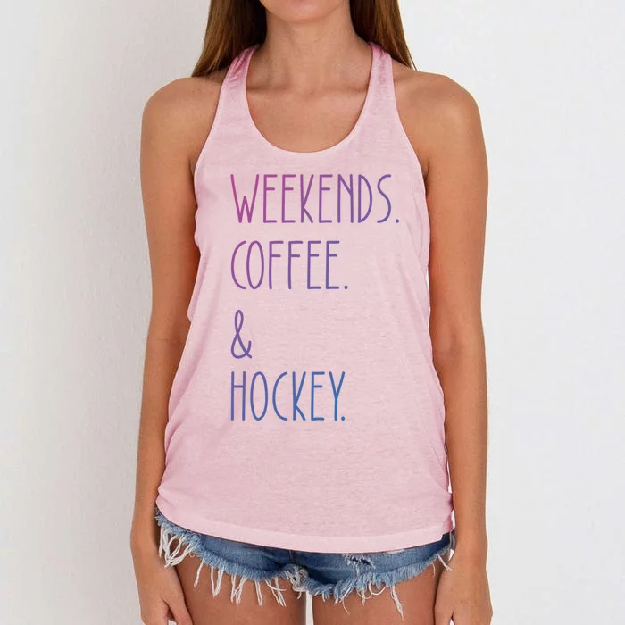 Weekends Coffee And Hockey Saying Hockey Lover Cool Gift Women's Knotted Racerback Tank